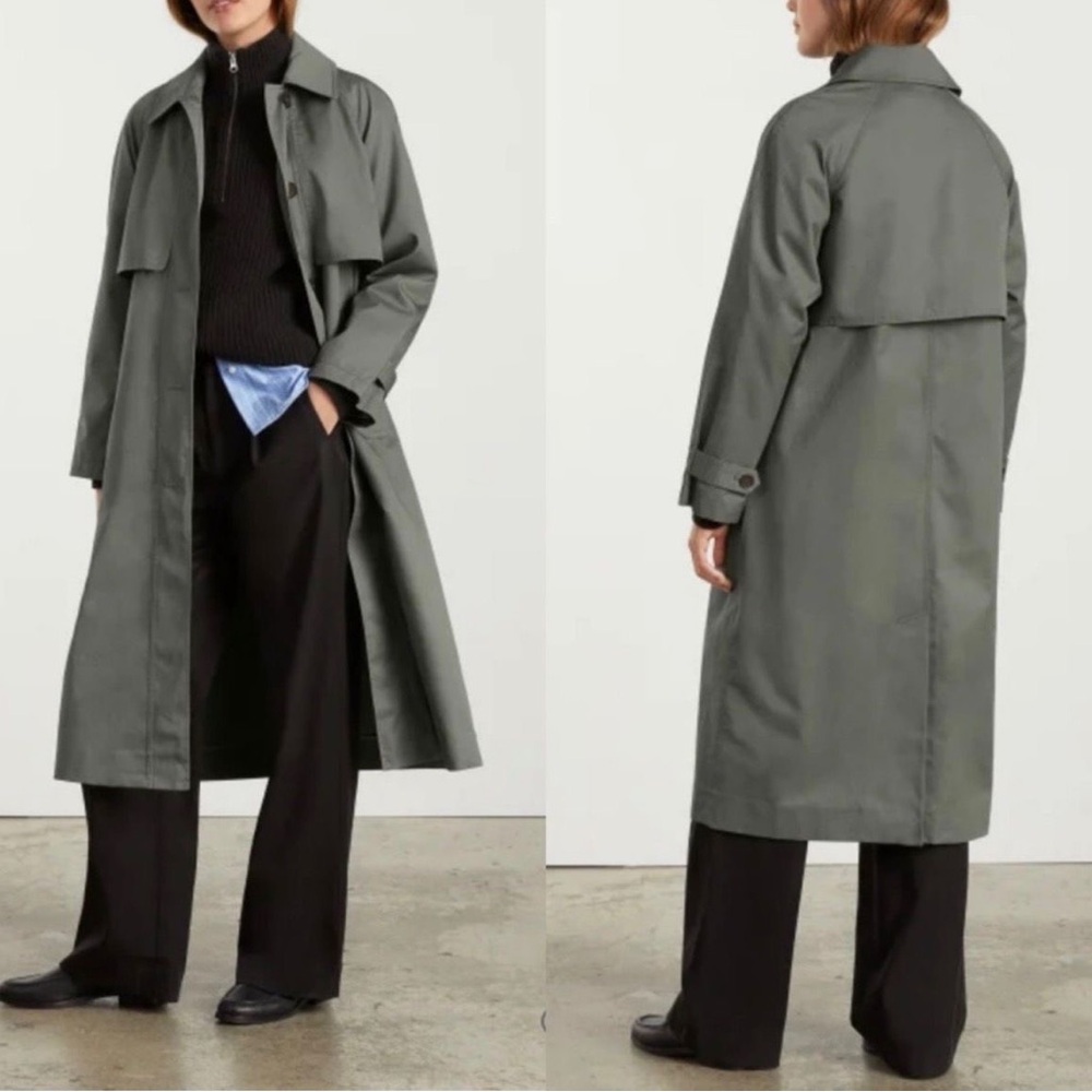Everlane Long Mac Coat Trench Coat in Sage green size XL